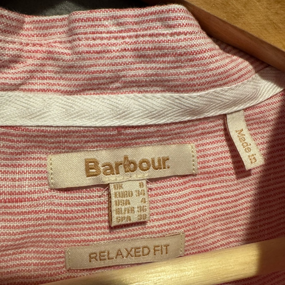 Barbour Light Pink Linen Button-Down Shirt - Picture 2 of 5